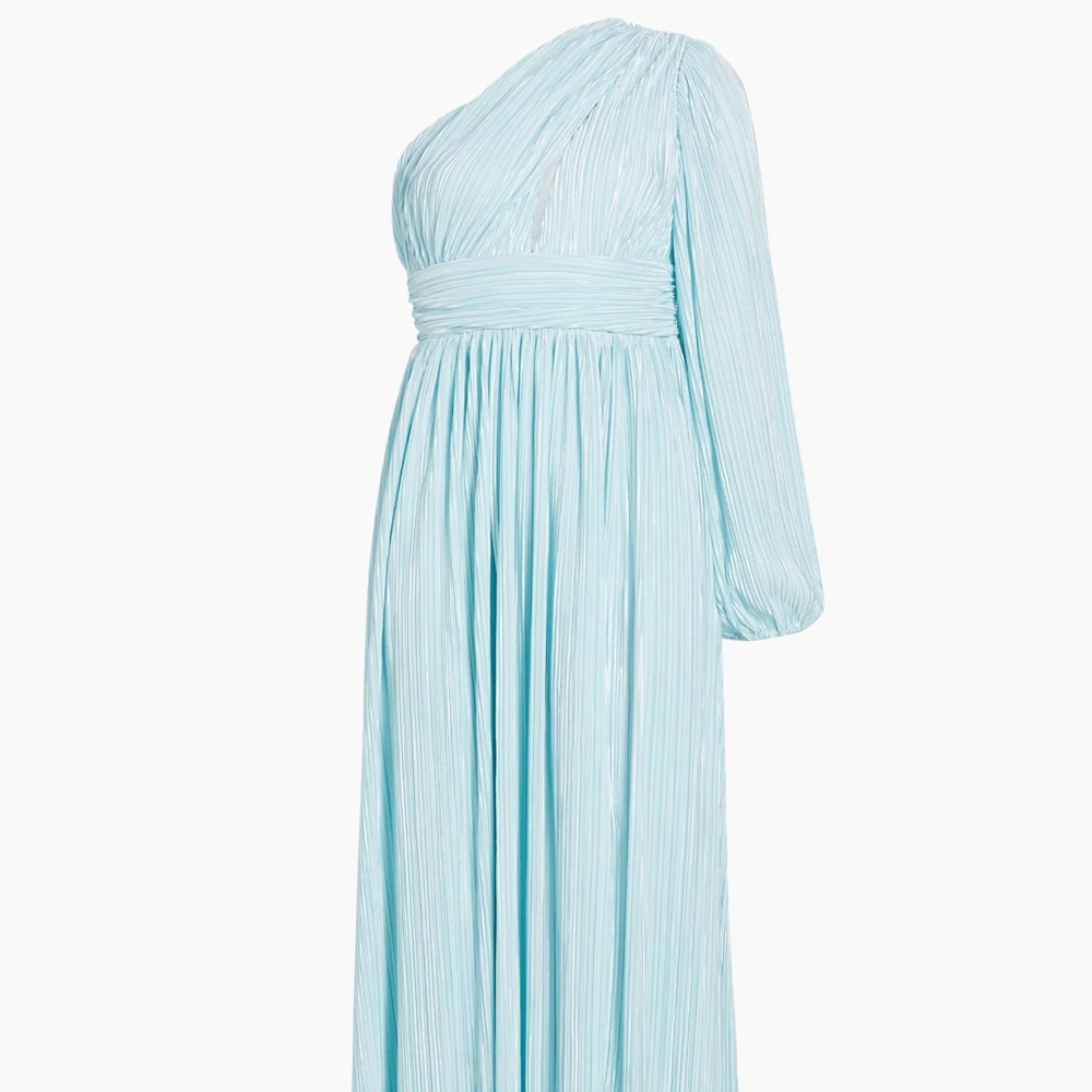 Line & Dot Indira One-Shoulder Maxi Dress - Light Blue. Size Medium.